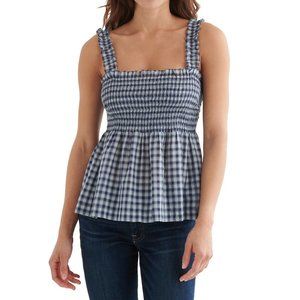 Lucky Brand Square Neck Smocked Tank - Navy